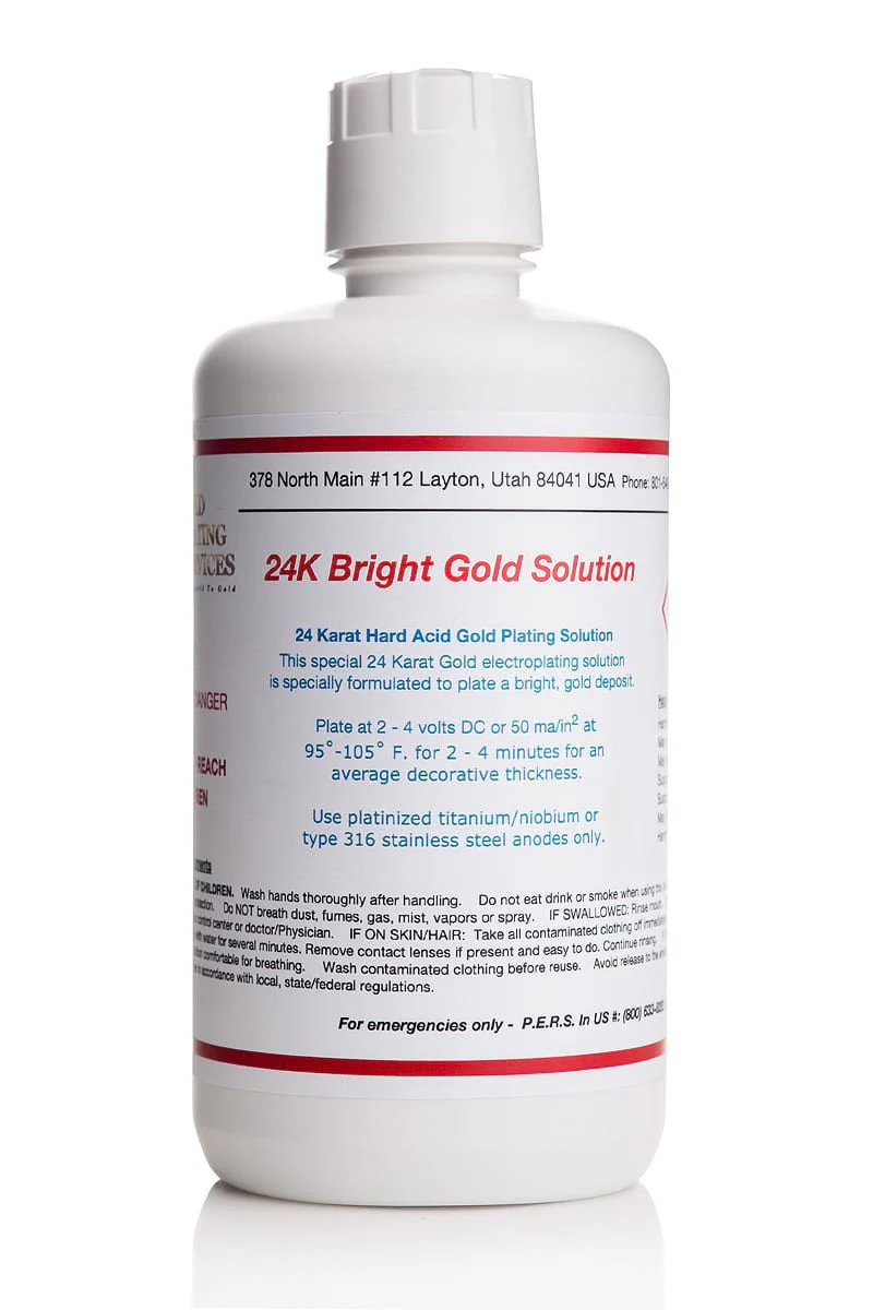 Deluxe 24K, 18K, & 14K Bright Gold Bath Plating Solution - High Gold Content - Image 3